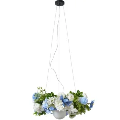 QAZQA Schlafzimmerlampen|Küchenlampen*Bohemianische Deckenleuchte schwarz mit farbigen Blumen blau und weiß - Flower Power
