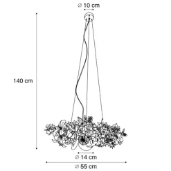 QAZQA Schlafzimmerlampen|Küchenlampen*Bohemianische Deckenleuchte schwarz mit farbigen Blumen blau und weiß - Flower Power