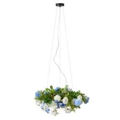 QAZQA Schlafzimmerlampen|Küchenlampen*Bohemianische Deckenleuchte schwarz mit farbigen Blumen blau und weiß - Flower Power