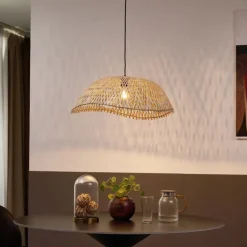 QAZQA Pendelleuchten|Wohnzimmerlampen*Boho-Hängelampe Schwarz mit Bambus - Lily