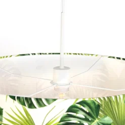 QAZQA Pendelleuchten|Wohnzimmerlampen*Botanische Hängelampe weiß mit Blattprint-Schirm 50cm - Combi 1