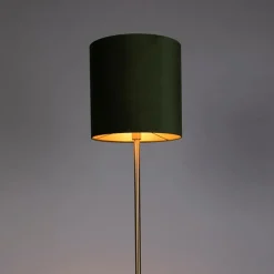 QAZQA Schlafzimmerlampen|Esszimmerlampen*Botanische Stehlampe Messing mit grünem Schirm 40 cm - Simplo
