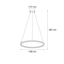 QAZQA Professional Led-Pendelleuchten|Pendelleuchten*Bronze Hängelampe 60 cm inkl. LED 3-stufig dimmbar - Girello