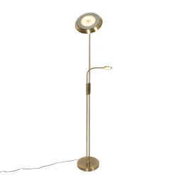QAZQA Schlafzimmerlampen|Küchenlampen*Bronze Stehleuchte inkl. LED und Dimmer mit Leselampe - Fez