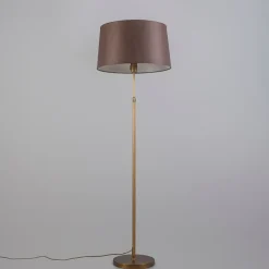 QAZQA Stehlampen|Wohnzimmerlampen*Bronze Stehleuchte mit braunem Lampenschirm verstellbar 45 cm - Parte
