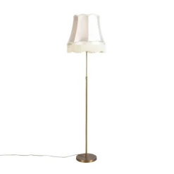 QAZQA Stehlampen|Wohnzimmerlampen*Bronze Stehleuchte mit Granny-Schirm Creme 45 cm einstellbar - Parte