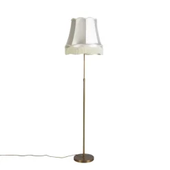 QAZQA Stehlampen|Wohnzimmerlampen*Bronze Stehleuchte mit Granny-Schirm Creme 45 cm einstellbar - Parte