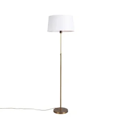 QAZQA Stehlampen|Wohnzimmerlampen*Bronze Stehleuchte mit Leinenschirm weiß 45 cm verstellbar - Parte