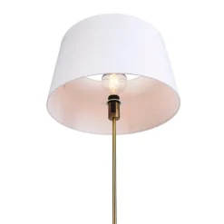 QAZQA Stehlampen|Wohnzimmerlampen*Bronze Stehleuchte mit Leinenschirm weiß 45 cm verstellbar - Parte