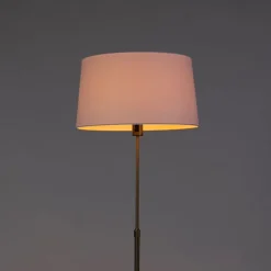 QAZQA Stehlampen|Wohnzimmerlampen*Bronze Stehleuchte mit Leinenschirm weiß 45 cm verstellbar - Parte