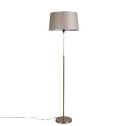 QAZQA Stehlampen|Esszimmerlampen*Bronze Stehleuchte mit Leinenschirm taupe verstellbar 45 cm - Parte