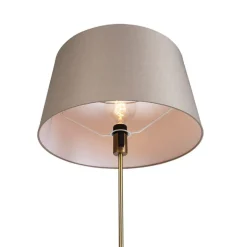 QAZQA Stehlampen|Esszimmerlampen*Bronze Stehleuchte mit Leinenschirm taupe verstellbar 45 cm - Parte
