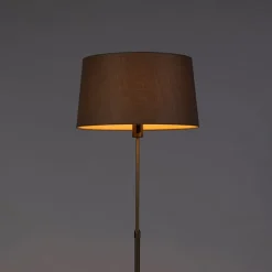 QAZQA Stehlampen|Esszimmerlampen*Bronze Stehleuchte mit Leinenschirm taupe verstellbar 45 cm - Parte