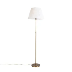 QAZQA Stehlampen|Wohnzimmerlampen*Bronze Stehleuchte mit Plisse Creme 45 cm verstellbar - Parte
