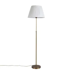 QAZQA Stehlampen|Wohnzimmerlampen*Bronze Stehleuchte mit Plisse Creme 45 cm verstellbar - Parte