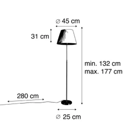 QAZQA Stehlampen|Wohnzimmerlampen*Bronze Stehleuchte mit Plisse Creme 45 cm verstellbar - Parte