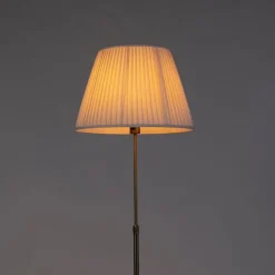 QAZQA Stehlampen|Wohnzimmerlampen*Bronze Stehleuchte mit Plisse Creme 45 cm verstellbar - Parte