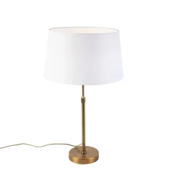 QAZQA Tischlampen|Wohnzimmerlampen*Bronze Tischlampe mit Leinenschirm weiß 35cm - Parte