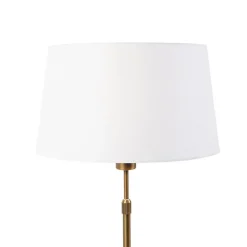 QAZQA Tischlampen|Wohnzimmerlampen*Bronze Tischlampe mit Leinenschirm weiß 35cm - Parte