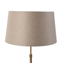 QAZQA Tischlampen|Wohnzimmerlampen*Bronze Tischlampe mit Leinenschirm taupe 35 cm - Parte