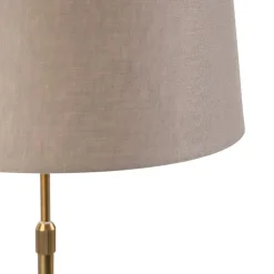 QAZQA Tischlampen|Wohnzimmerlampen*Bronze Tischlampe mit Leinenschirm taupe 35 cm - Parte