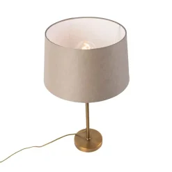 QAZQA Tischlampen|Wohnzimmerlampen*Bronze Tischlampe mit Leinenschirm taupe 35 cm - Parte
