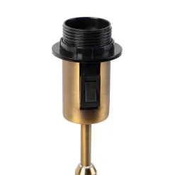 QAZQA Tischlampen|Wohnzimmerlampen*Bronze Tischlampe mit Leinenschirm taupe 35 cm - Parte