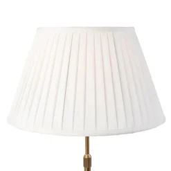 QAZQA Tischlampen|Wohnzimmerlampen*Bronze Tischlampe mit plissiertem Schirm weiß 35 cm - Parte