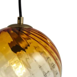 QAZQA Schlafzimmerlampen|Küchenlampen*Bronzefarbene Hängelampe mit Rauch-, Bernstein- und Grünfarbenem Glas Rechteckig 4-flammig - Bao