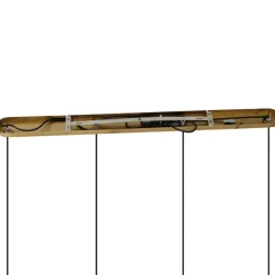 QAZQA Schlafzimmerlampen|Küchenlampen*Bronzefarbene Hängelampe mit Rauch-, Bernstein- und Grünfarbenem Glas Rechteckig 4-flammig - Bao