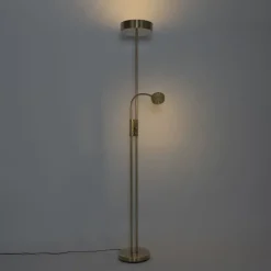 QAZQA Led-Stehlampen|Stehlampen*Bronzene Stehleuchte inkl. LED und Dimmer mit Leselampe - Kelso