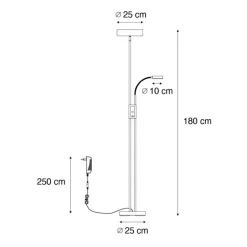 QAZQA Led-Stehlampen|Stehlampen*Bronzene Stehleuchte inkl. LED und Dimmer mit Leselampe - Kelso