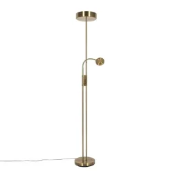 QAZQA Led-Stehlampen|Stehlampen*Bronzene Stehleuchte inkl. LED und Dimmer mit Leselampe - Kelso