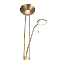 QAZQA Schlafzimmerlampen|Küchenlampen*Bronzene Stehleuchte mit Leselampe inkl. LED und Dimmer - Diva 2