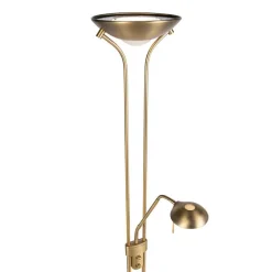 QAZQA Schlafzimmerlampen|Küchenlampen*Bronzene Stehleuchte mit Leselampe inkl. LED und Dimmer - Diva 2