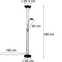 QAZQA Schlafzimmerlampen|Küchenlampen*Bronzene Stehleuchte mit Leselampe inkl. LED und Dimmer - Diva 2