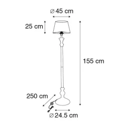 QAZQA Schlafzimmerlampen|Küchenlampen*Classic Stehlampe schwarz - Classico