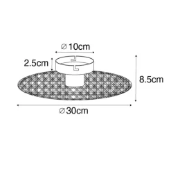 QAZQA Deckenleuchten|Wohnzimmerlampen*Country Decken- und Wandleuchte schwarz mit Rattan 35 cm - Kata