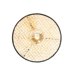 QAZQA Deckenleuchten|Wohnzimmerlampen*Country Decken- und Wandleuchte schwarz mit Rattan 35 cm - Kata