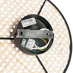 QAZQA Deckenleuchten|Wohnzimmerlampen*Country Decken- und Wandleuchte schwarz mit Rattan 35 cm - Kata