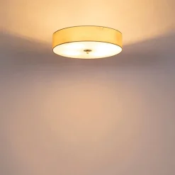 QAZQA Deckenleuchten|Wohnzimmerlampen*Country Deckenleuchte beige 50 cm - Drum