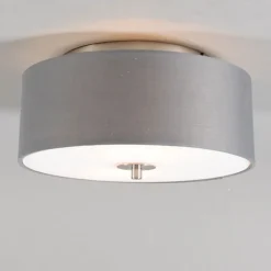 QAZQA Deckenleuchten|Wohnzimmerlampen*Country Deckenleuchte grau 30 cm - Drum