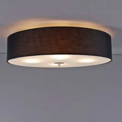 QAZQA Deckenleuchten|Wohnzimmerlampen*Country Deckenleuchte schwarz 50 cm - Drum