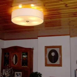 QAZQA Deckenleuchten|Wohnzimmerlampen*Country Deckenleuchte weiß 50 cm - Drum