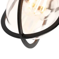 QAZQA Gartenbeleuchtung|Deckenleuchten Außen*Country Exterior Deckenleuchte schwarz mit Glas IP44 - Elza