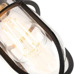 QAZQA Gartenbeleuchtung|Deckenleuchten Außen*Country Exterior Deckenleuchte schwarz mit Glas IP44 - Elza