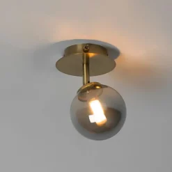 QAZQA Deckenstrahler|Aufbaustrahler*Country Spot gold verstellbar mit Rauchglas - Athen