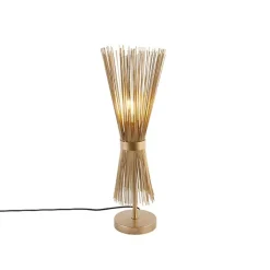 QAZQA Tischlampen|Wohnzimmerlampen*Country Tischlampe Messing - Broom