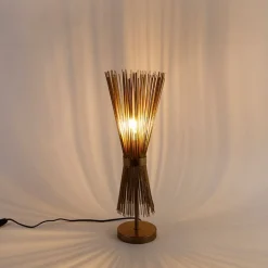 QAZQA Tischlampen|Wohnzimmerlampen*Country Tischlampe Messing - Broom