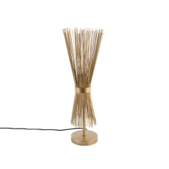 QAZQA Tischlampen|Wohnzimmerlampen*Country Tischlampe Messing - Broom